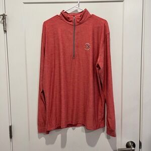 Straight Down Mens Large Red Heather Chicago Highlands 1/4 Zip Golf Pullover